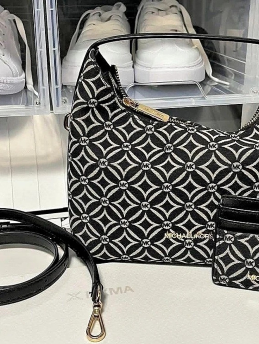 Michael Kors Geometric Shoulder Bag Black & White Like New